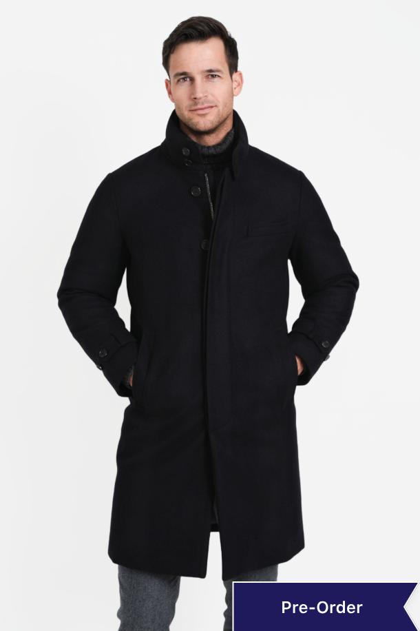 Classic Wool Topcoat, Black – Norwegian Wool - Main Image
