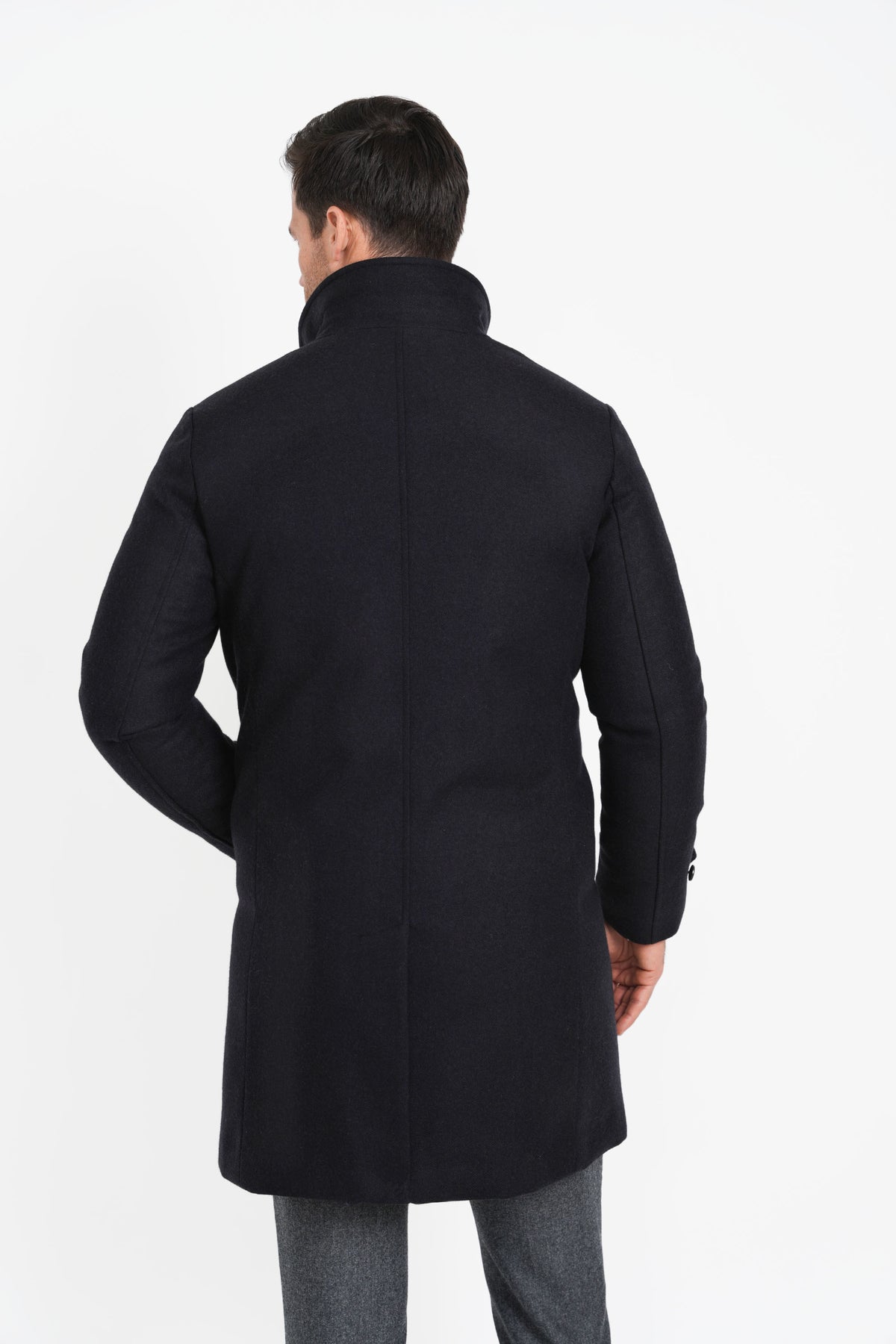 Cashmere Wool ¾ Length Black