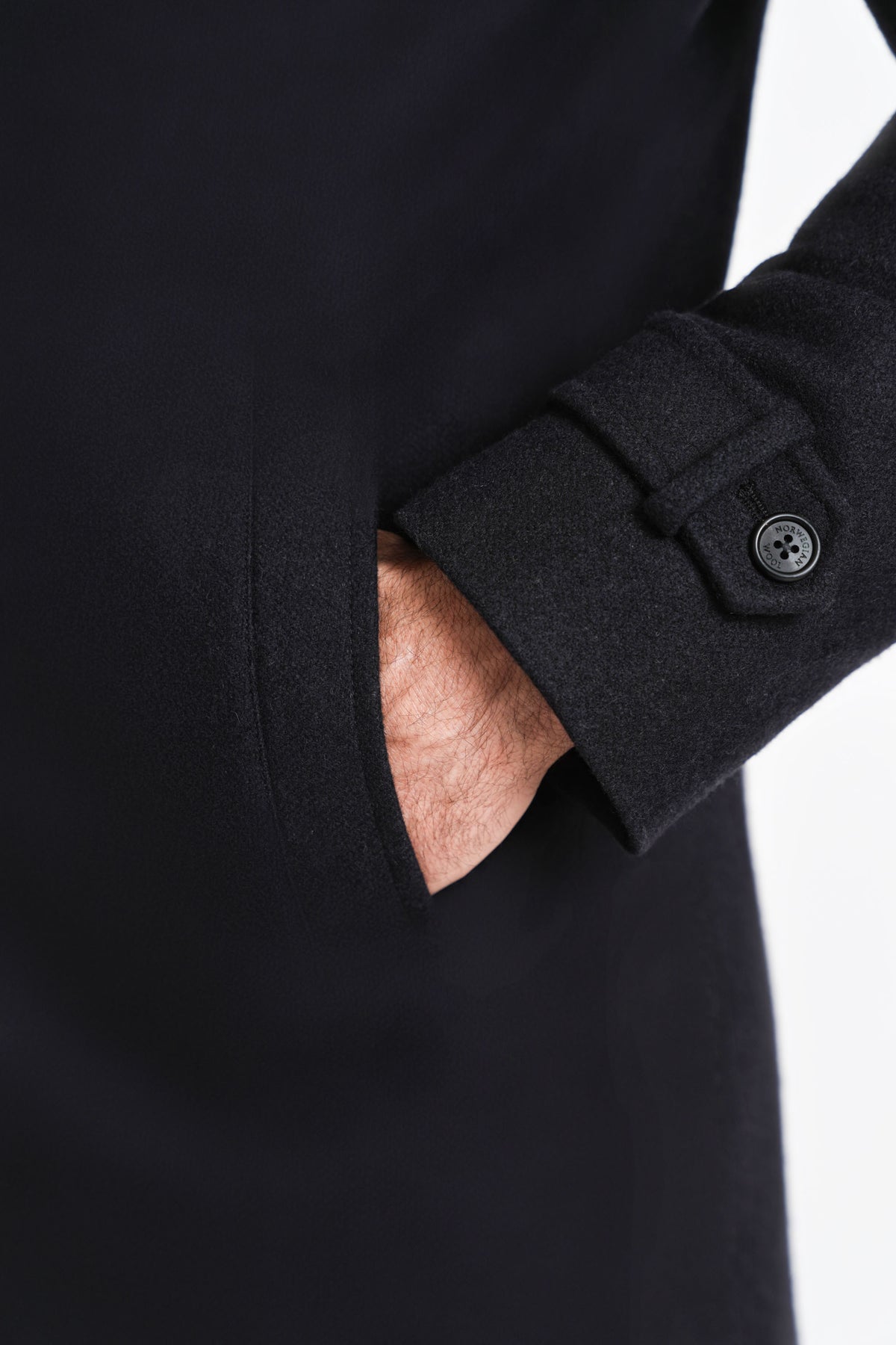 Cashmere Wool ¾ Length Black
