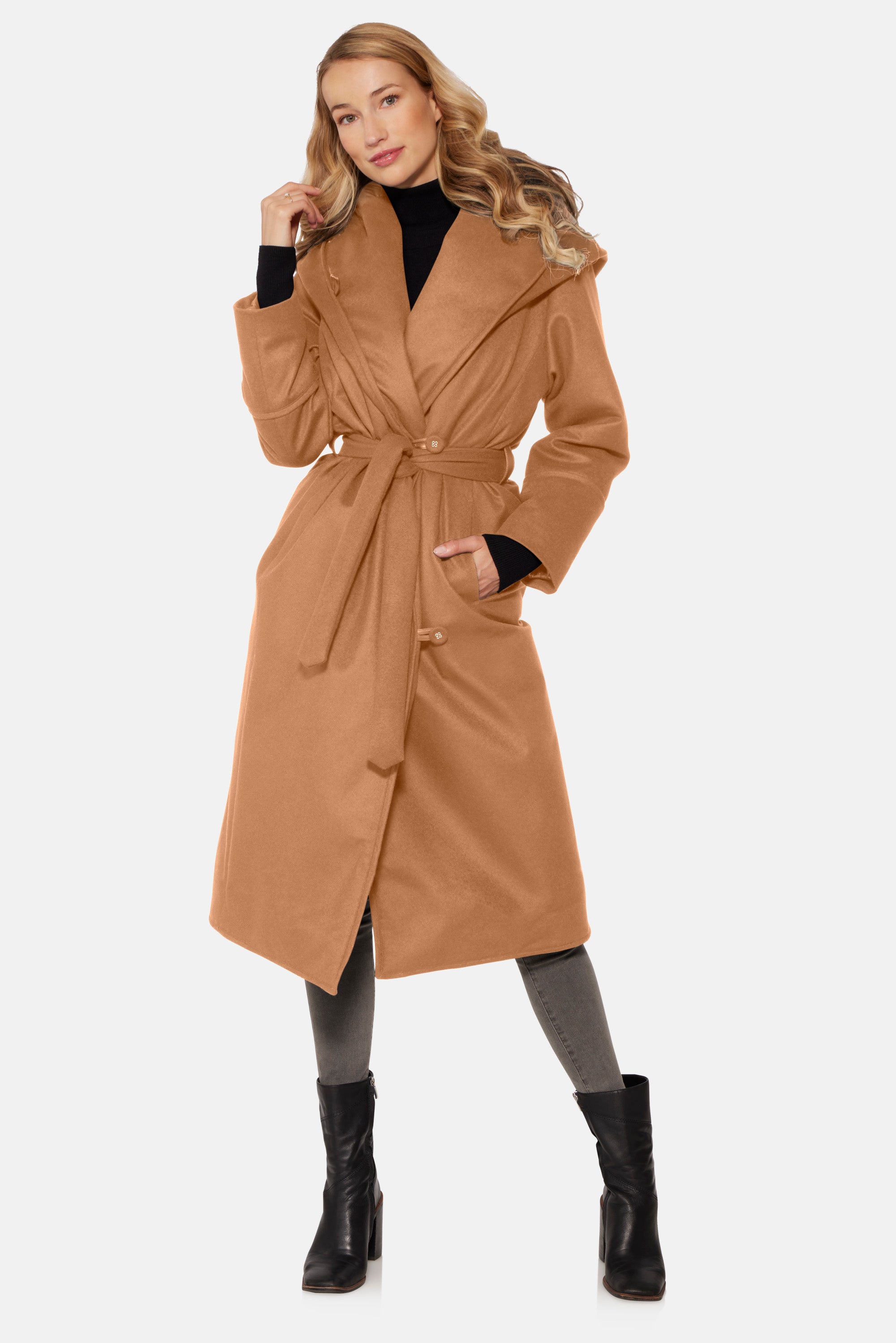 Wrap Coat Camel Coat Hoodie Camel Coat With Hood Top