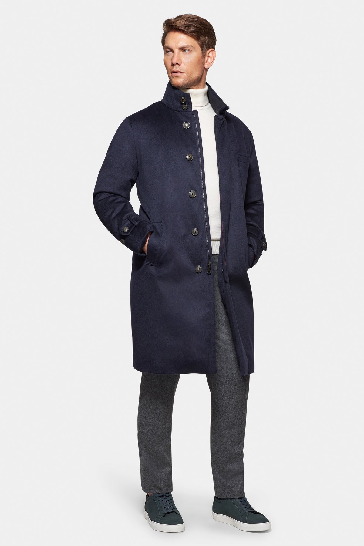 Pure Cashmere Topcoat Navy