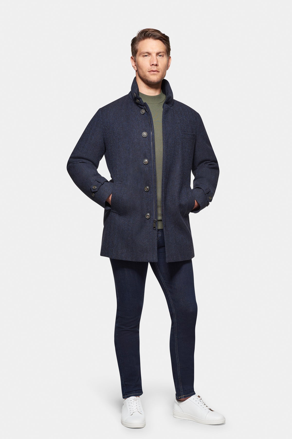 Down-Lined Waterproof Cashmere Wool Carcoat 