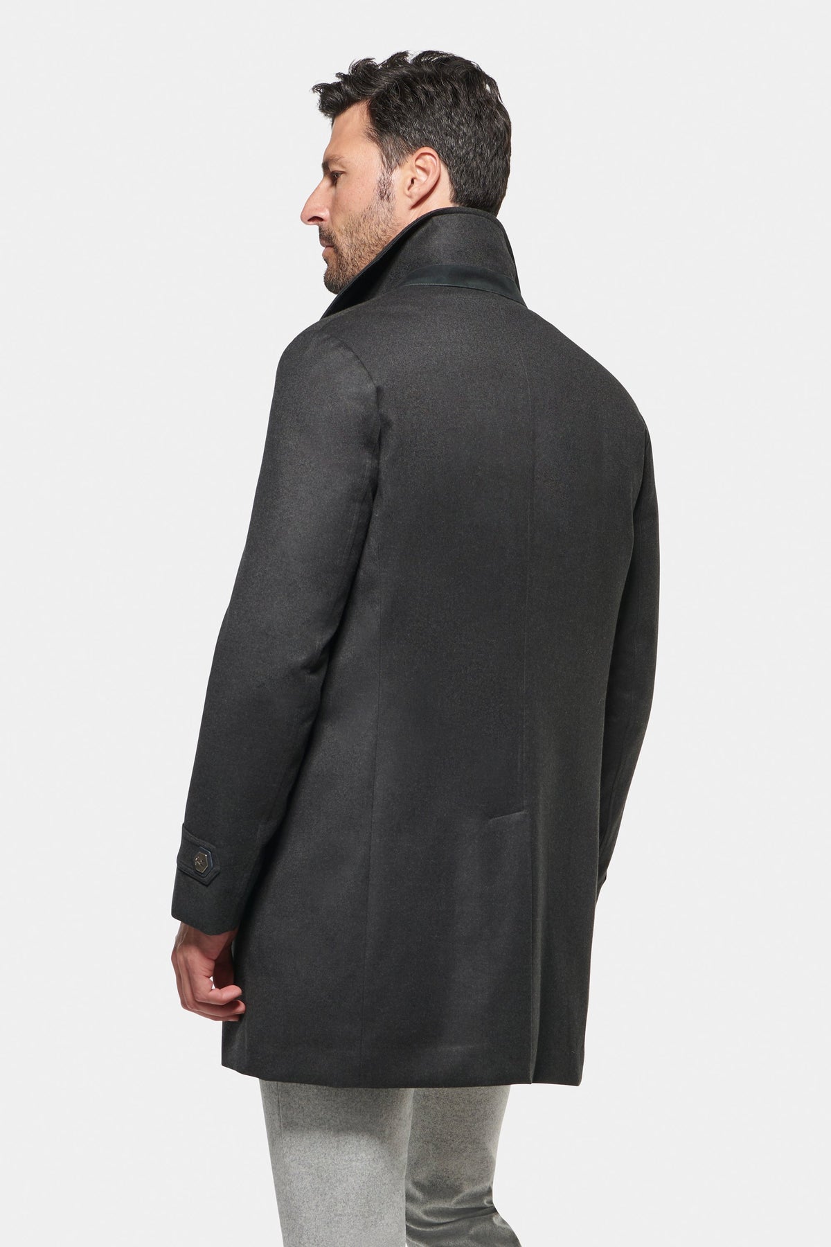 Wool Silk Euro Coat Dark Graphite