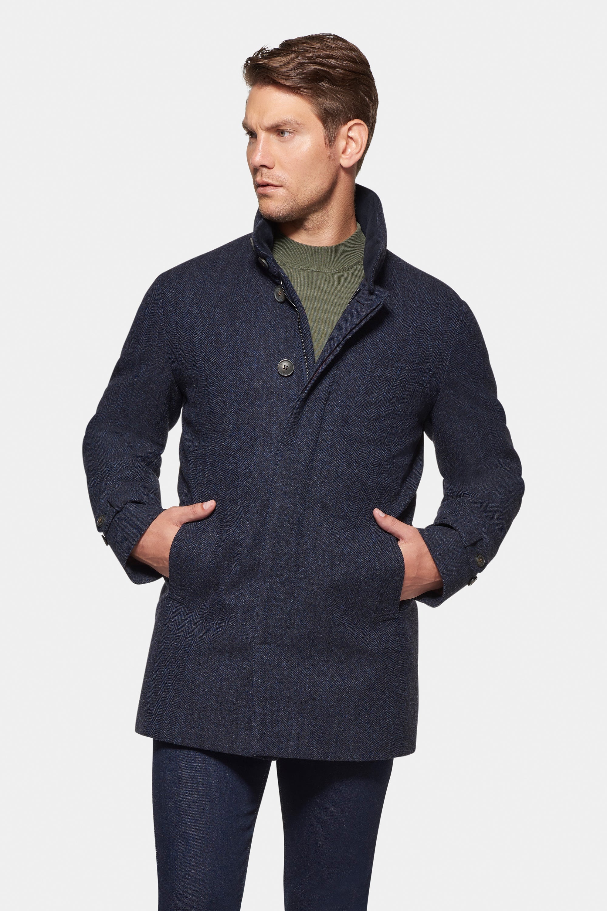 Cashmere Wool Car Coat British Blue Herringbone Norwegian Wool cashmere-wool-car-coat-british-blue-herringbone-norwegian-wool