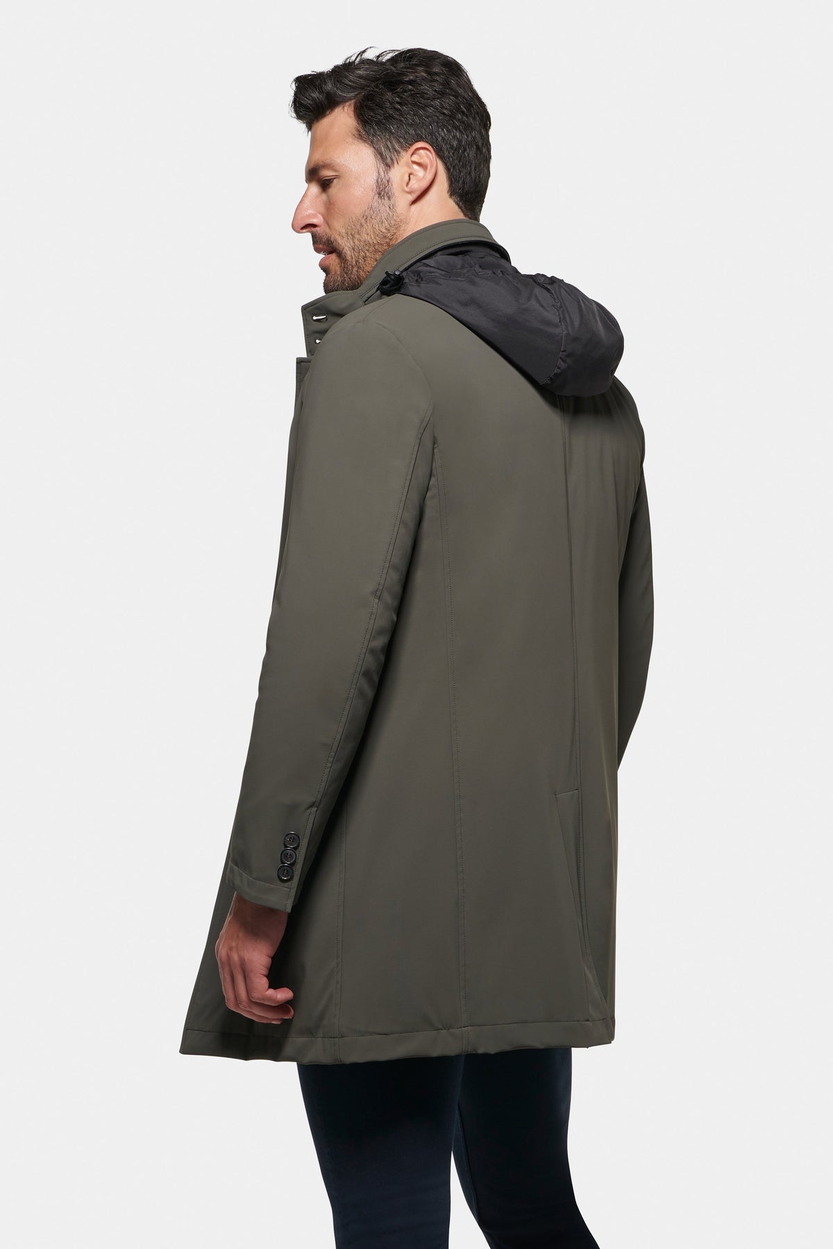 Slim Down Lined Trench Graphite