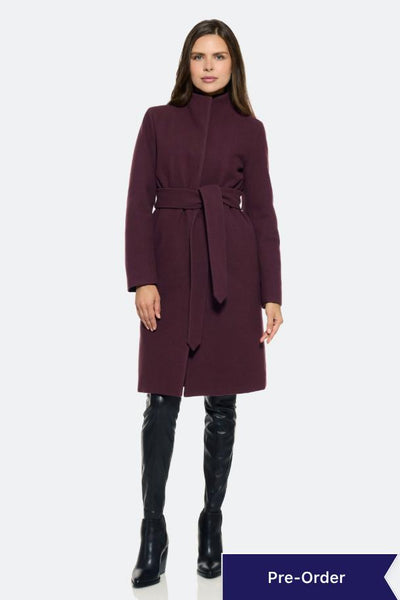 Stand Collar Coat, Plum – Norwegian Wool