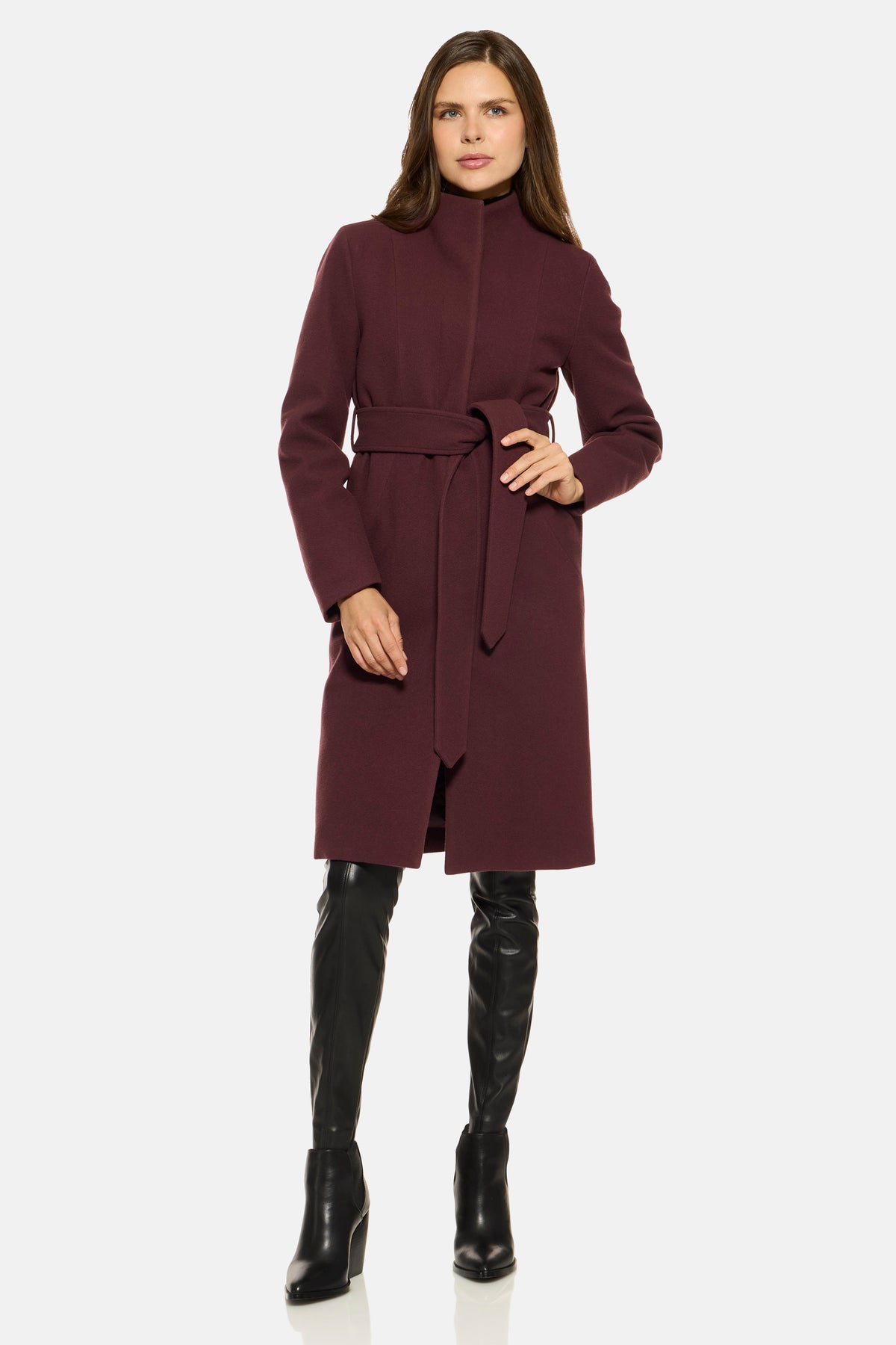 Burgundy Stand Collar City Coat, Down-Lined & Waterproof