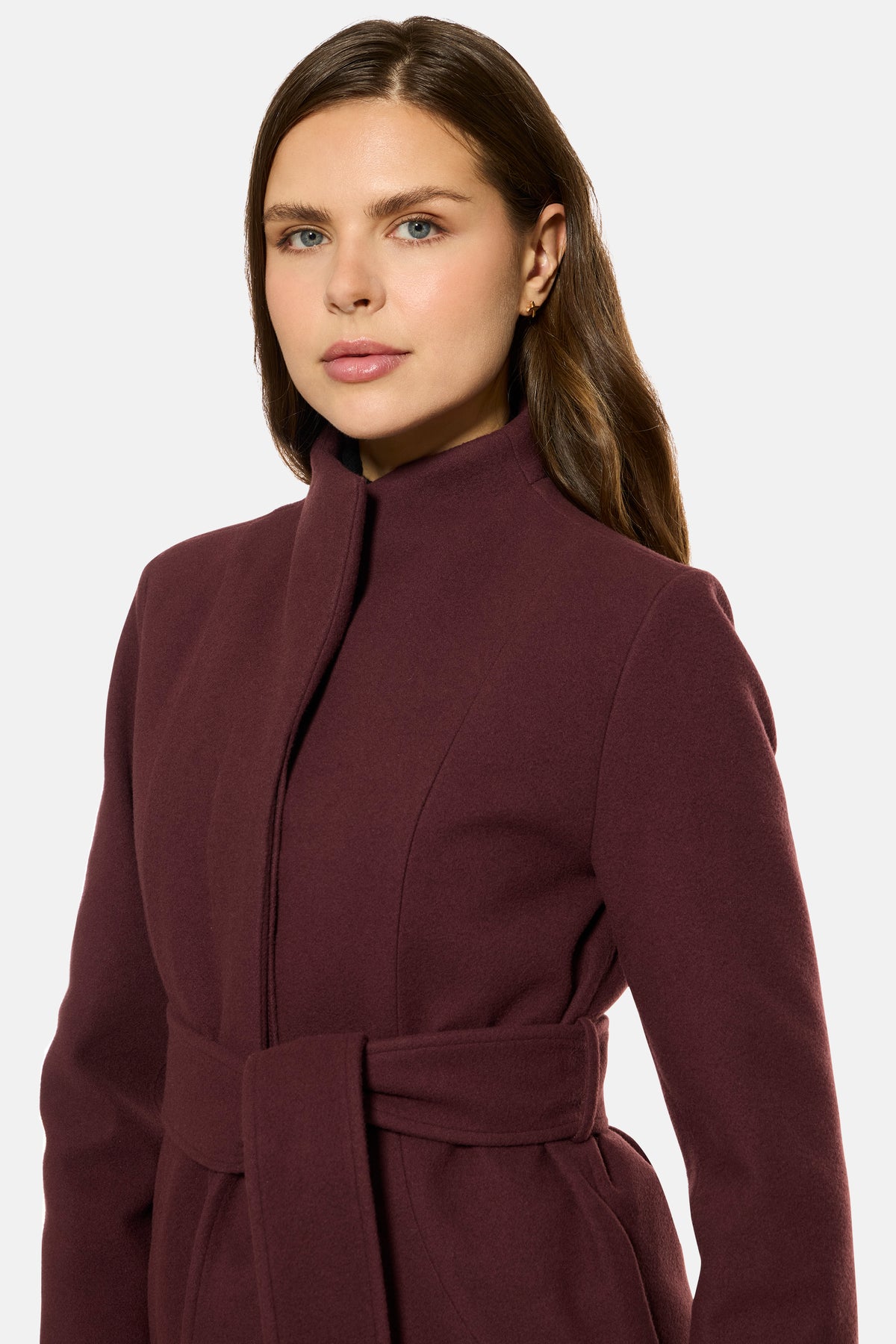 Burgundy Stand Collar City Coat, Down-Lined & Waterproof