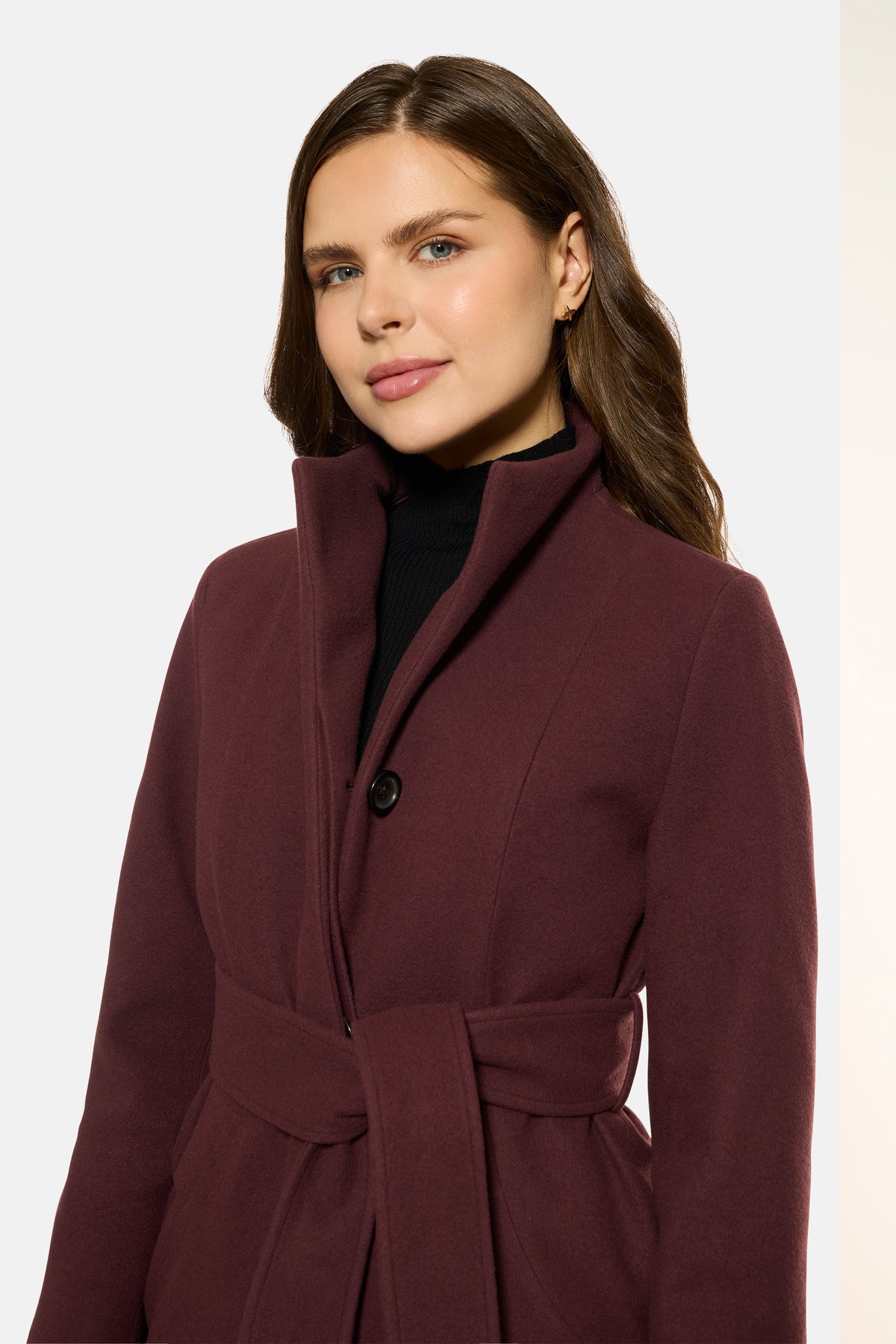 Burgundy Stand Collar City Coat, Down-Lined & Waterproof