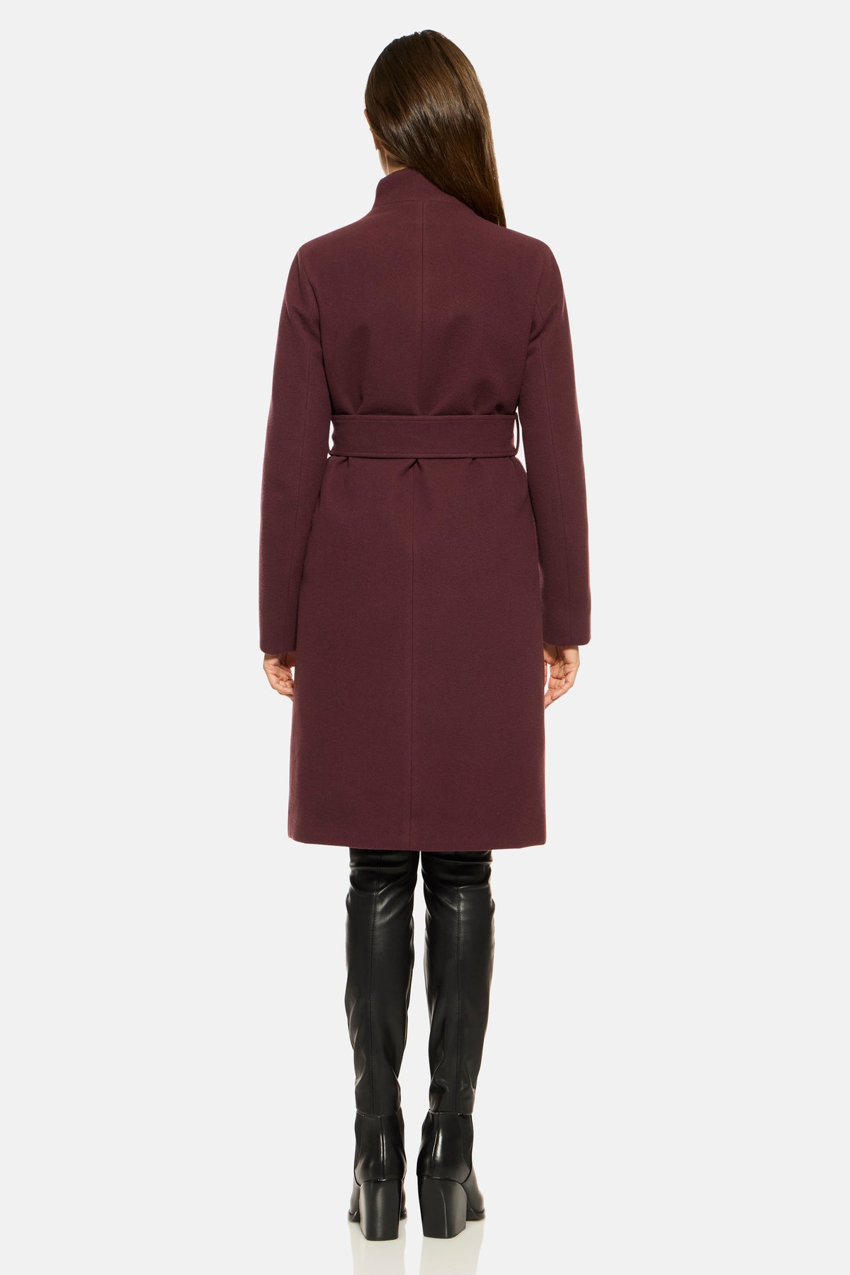 Burgundy Stand Collar City Coat, Down-Lined & Waterproof