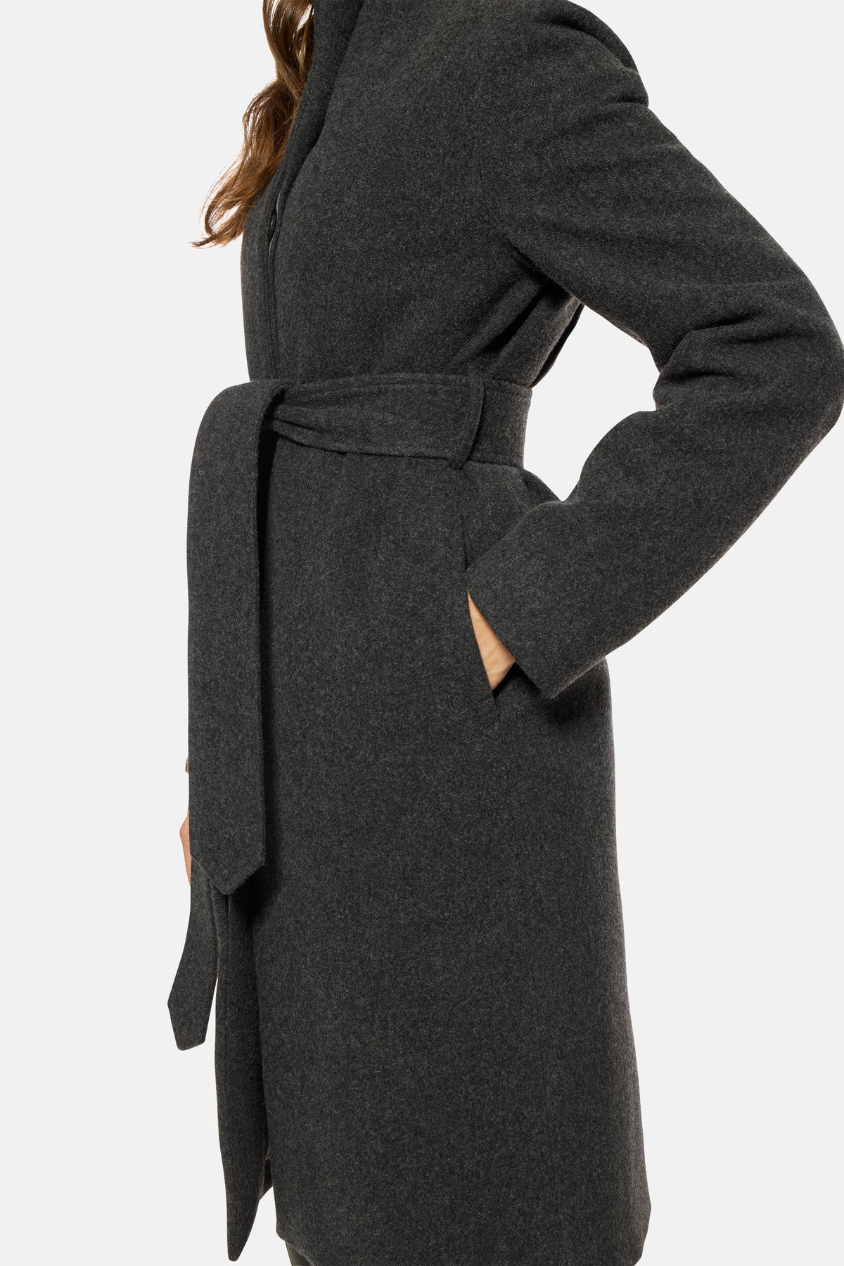 Stand Collar Coat, Charcoal