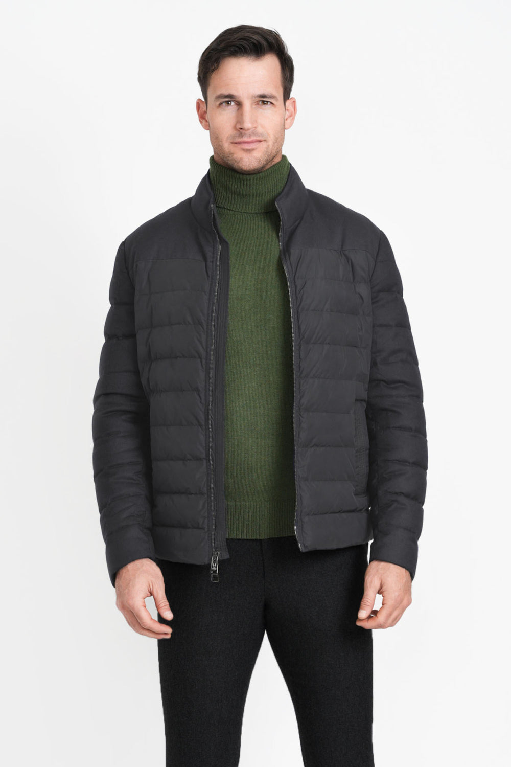 Dark Charcoal Men's Bomber, Light Down Lining