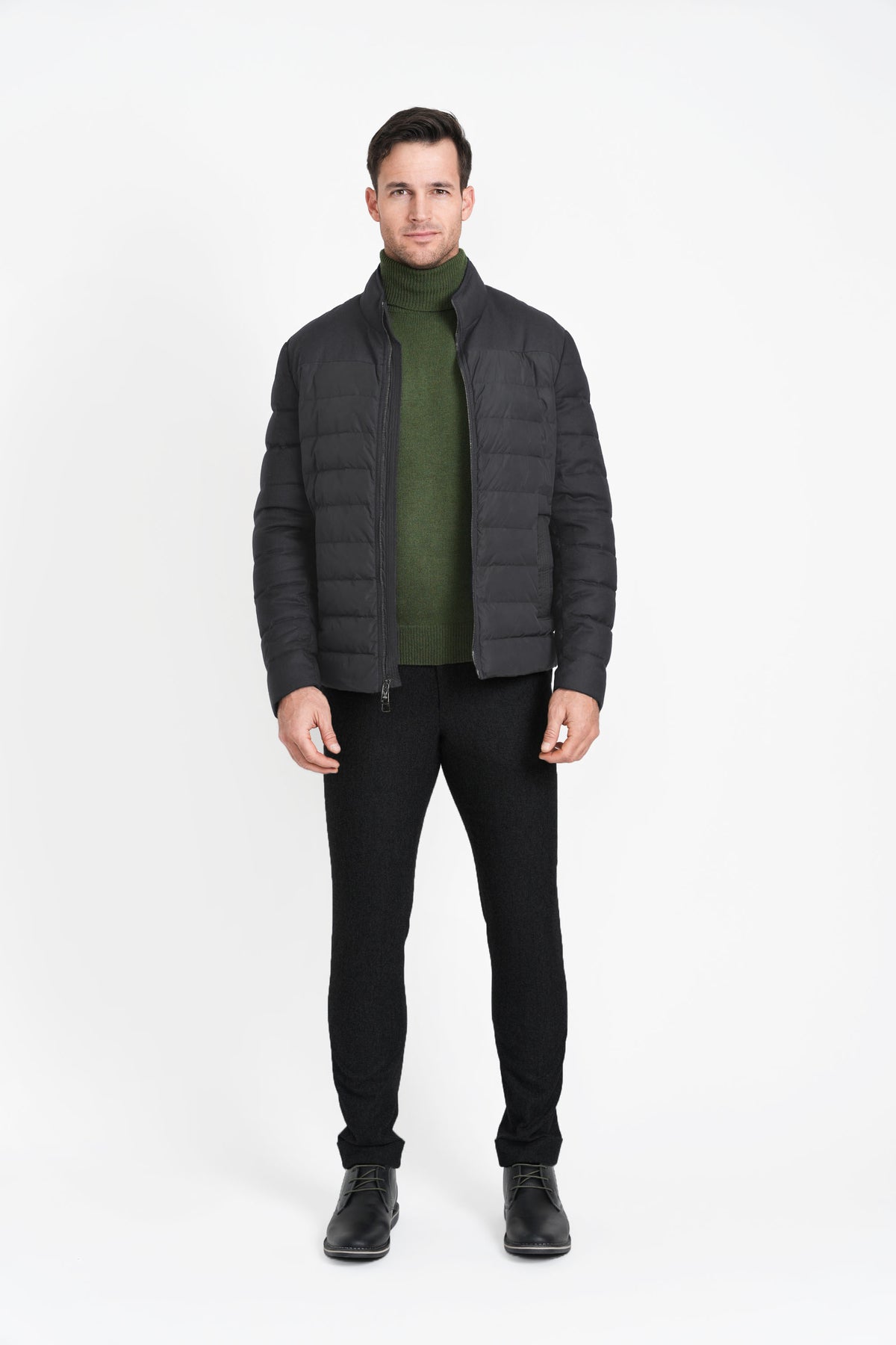 Dark Charcoal Men's Bomber, Light Down Lining