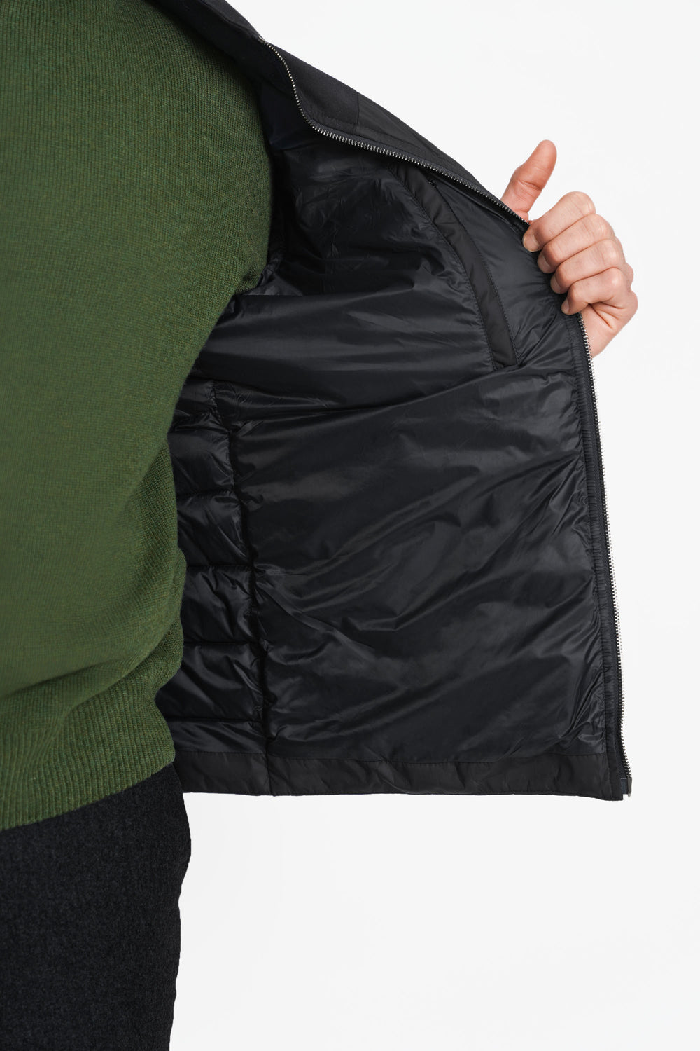 Dark Charcoal Men's Bomber, Light Down Lining