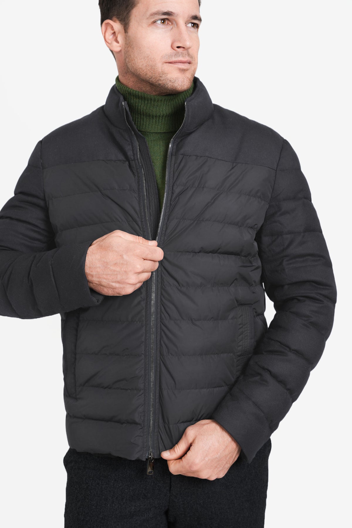 Dark Charcoal Men's Bomber, Light Down Lining