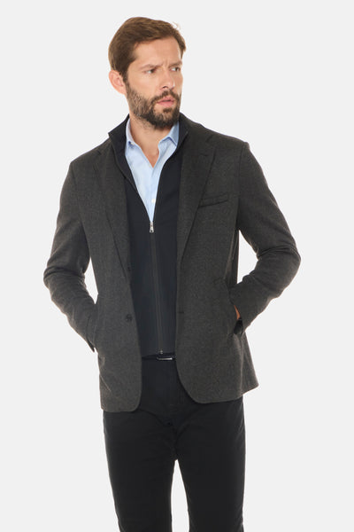 Performance Bamboo Blazer, Dark Grey Herringbone – Norwegian Wool