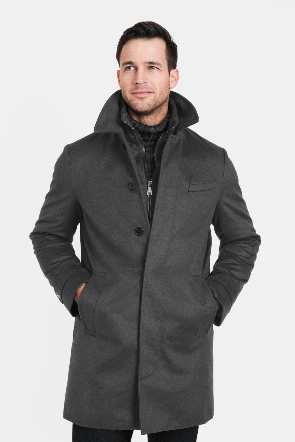 Cashmere Euro Coat, Grey