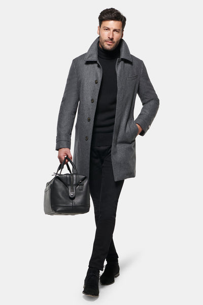Stretch Wool Euro Coat, Charcoal Melange – Norwegian Wool