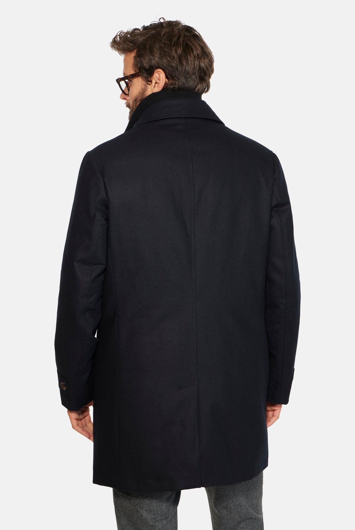 Hooded Stretch Wool Euro Coat Black