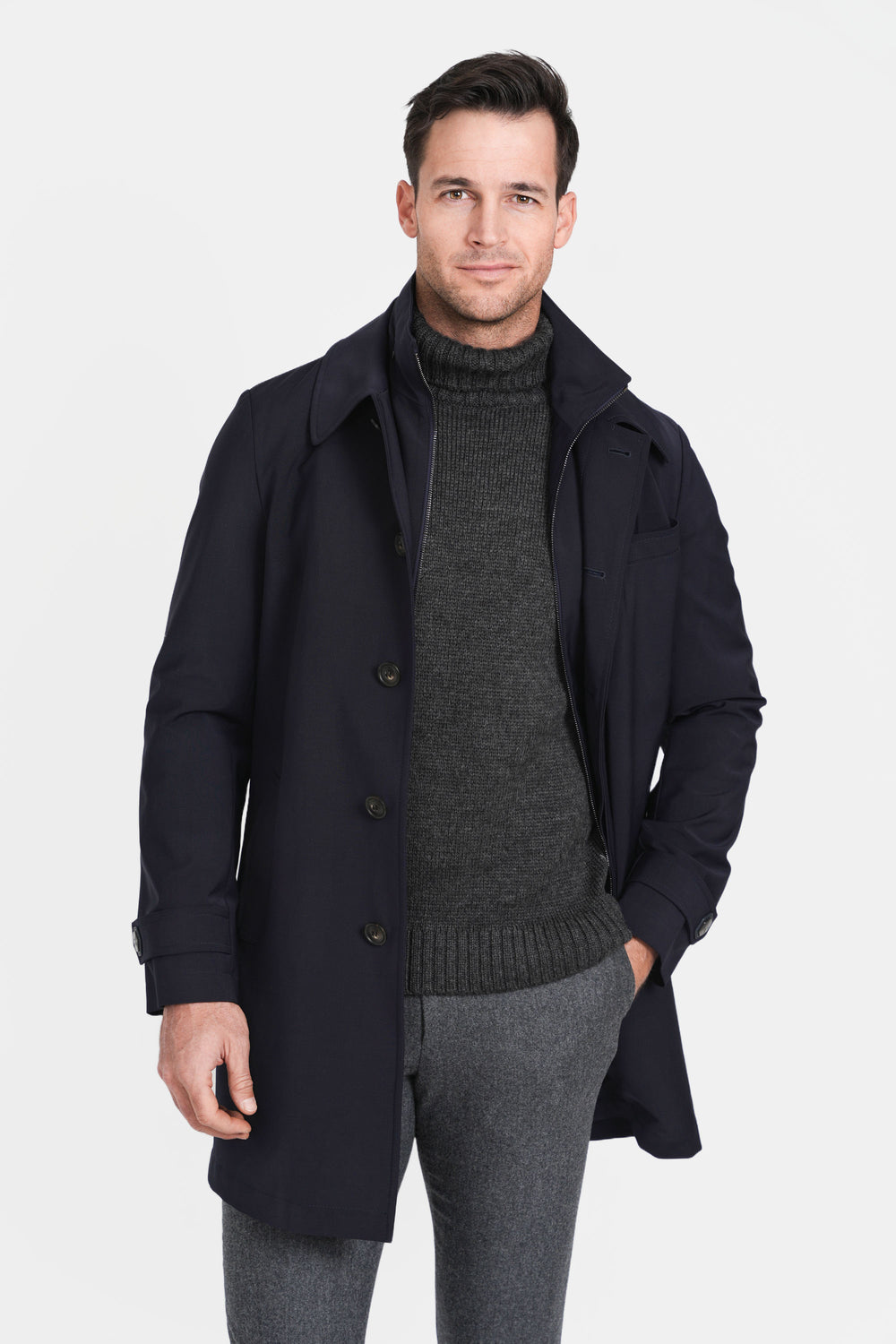 Tech Wool Raincoat Navy