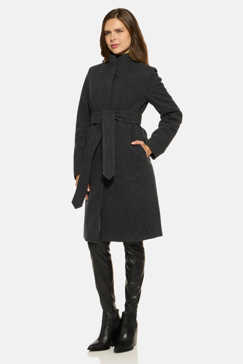 Stand Collar City Coat, Charcoal