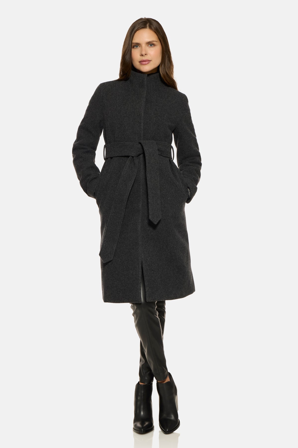 Stand Collar City Coat, Charcoal