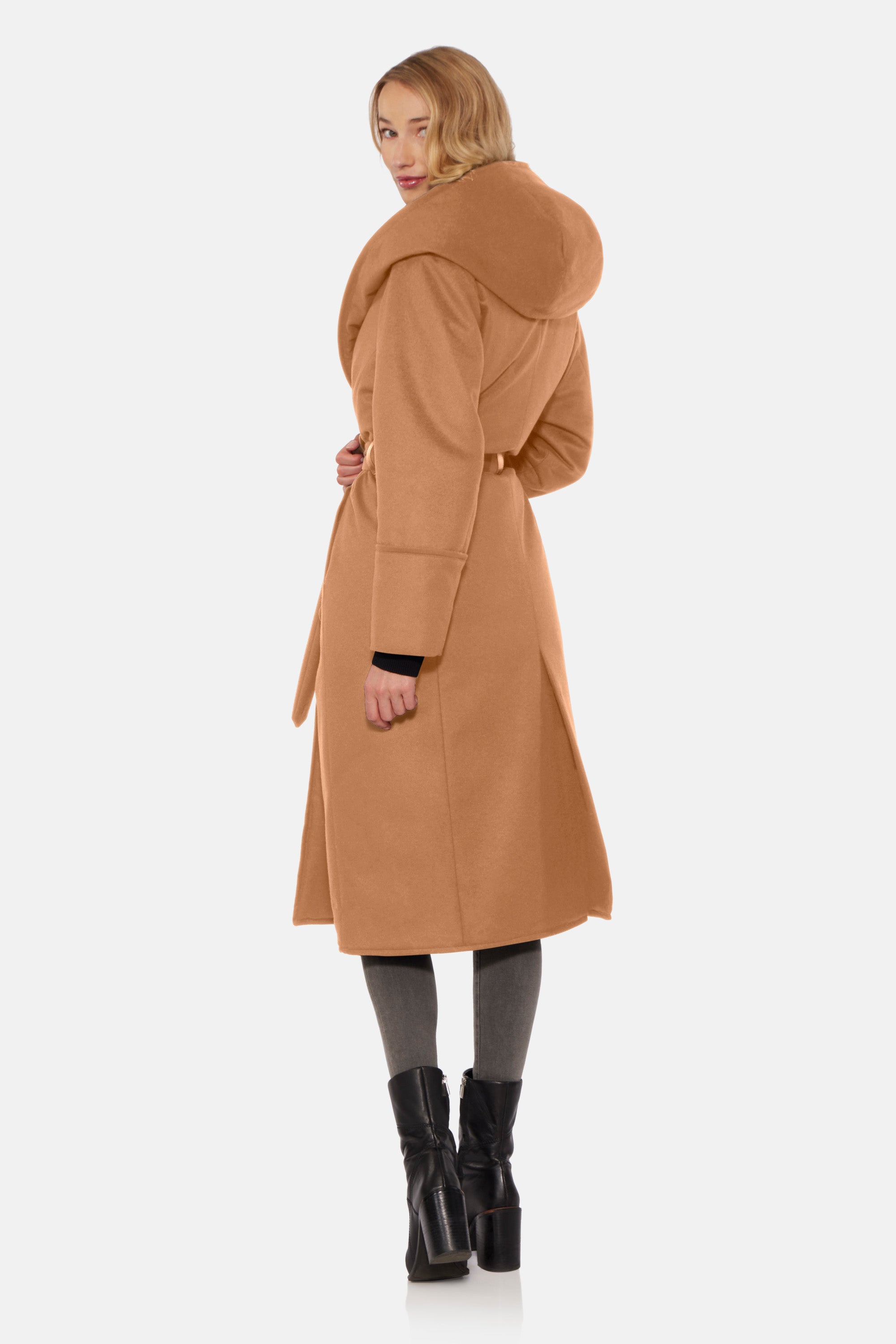 hooded wrap coat
