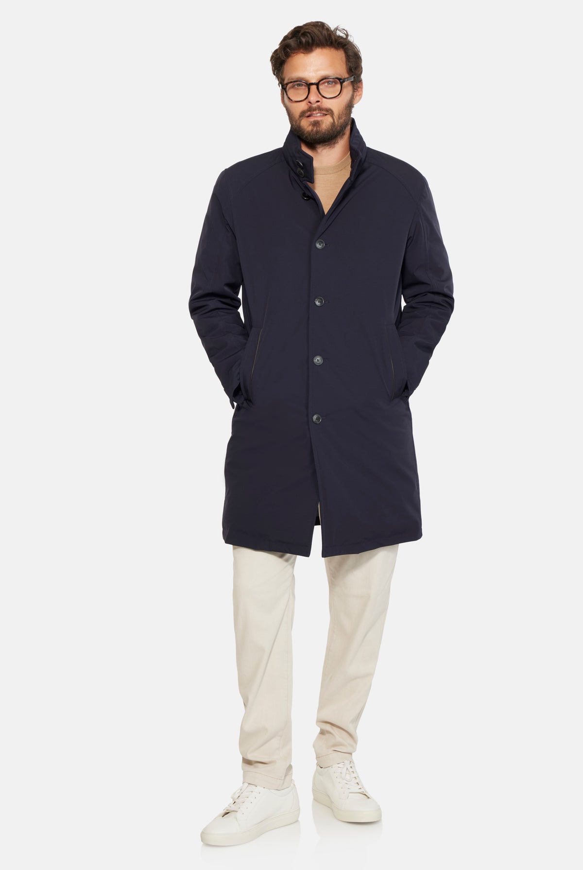 Slim Down Lined Trench Navy
