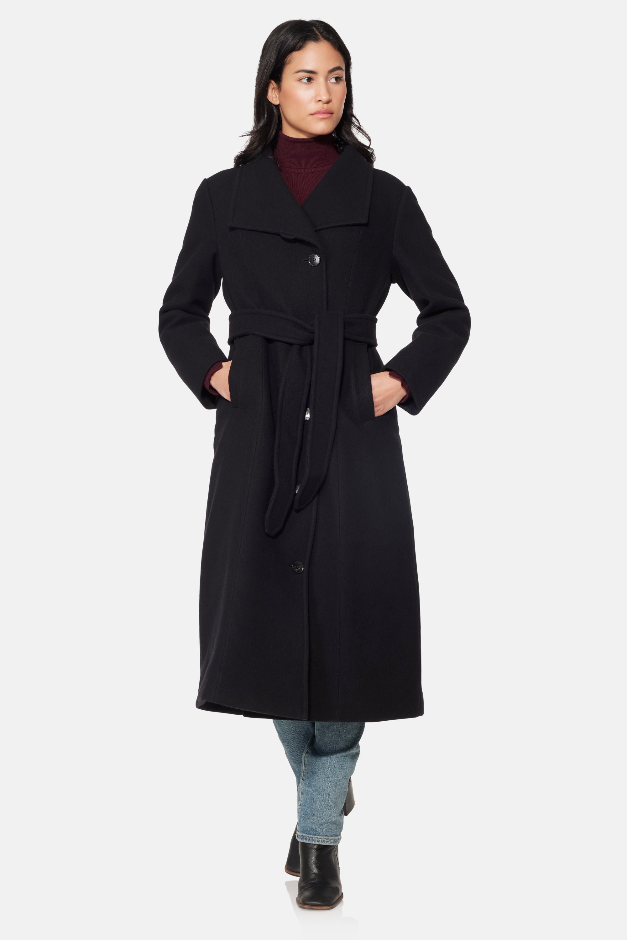 Long City Coat, Black - Norwegian Wool