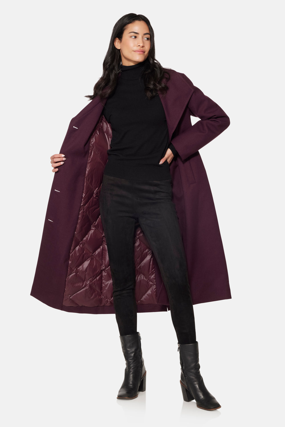 Long City Coat, Burgundy