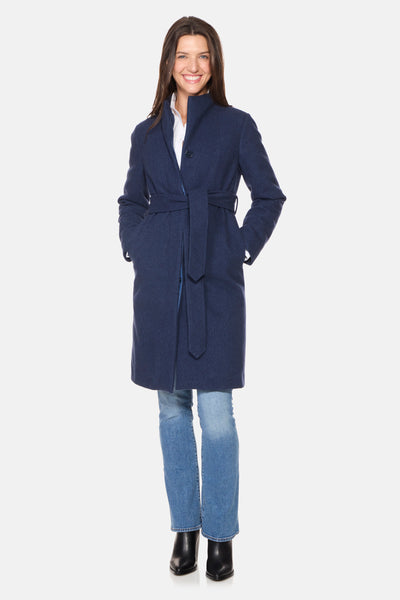 Stand Collar City Coat, Charcoal | Down-Lined Waterproof Cashmere