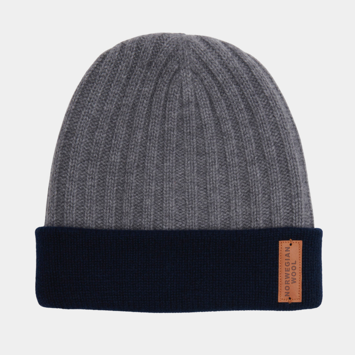 Double Layered Cashmere Beanies with Leather Detail