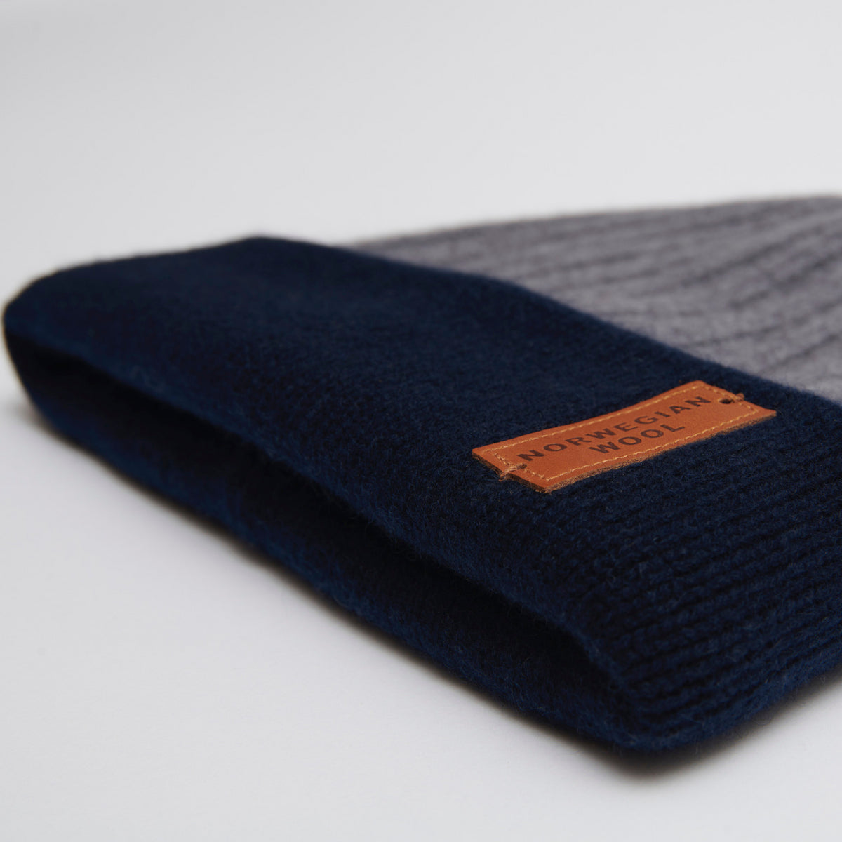 Double Layered Cashmere Beanies with Leather Detail