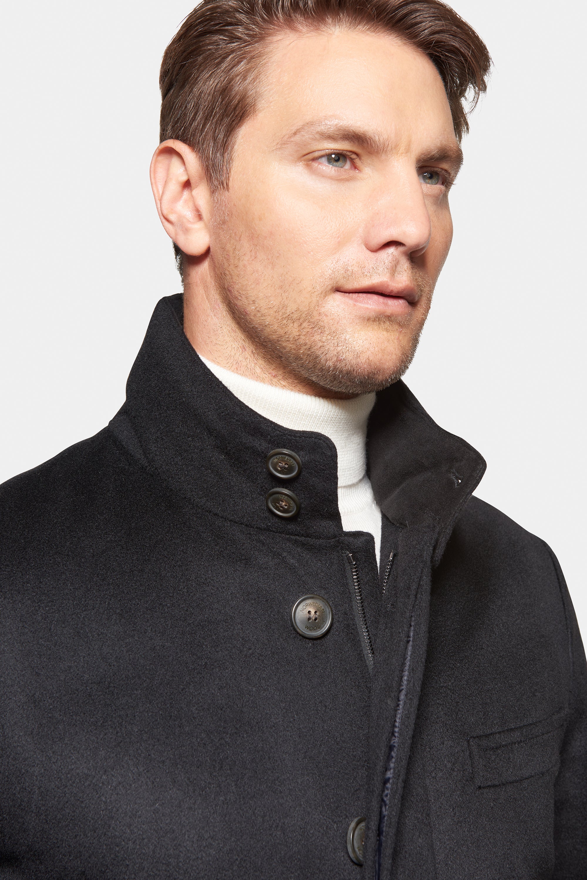 Cremieux Solid Black Wool Cashmere Full-Length Topcoat