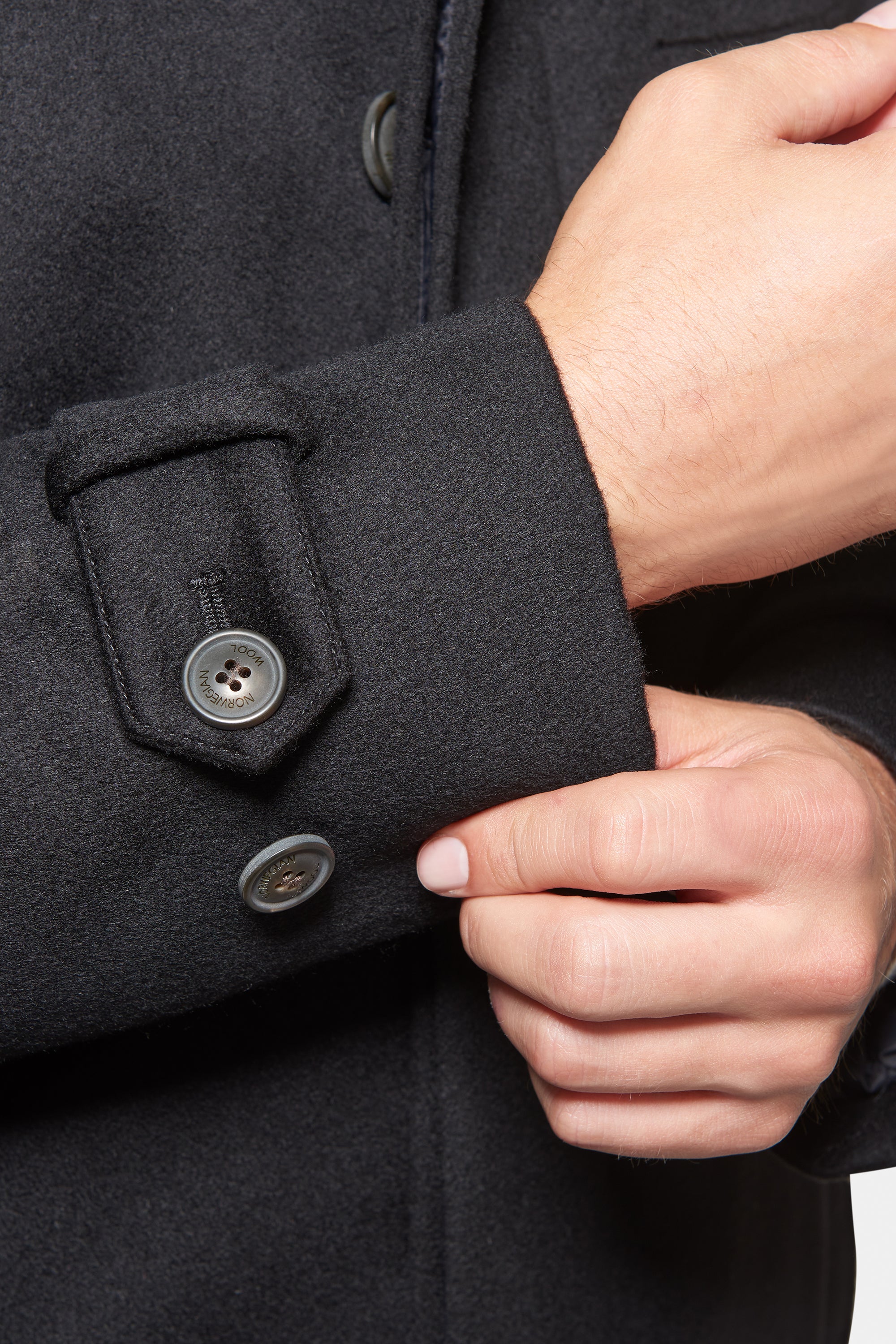 TrendHoop New Mens Black Wool & Cashmere Great Coat Long Overcoat