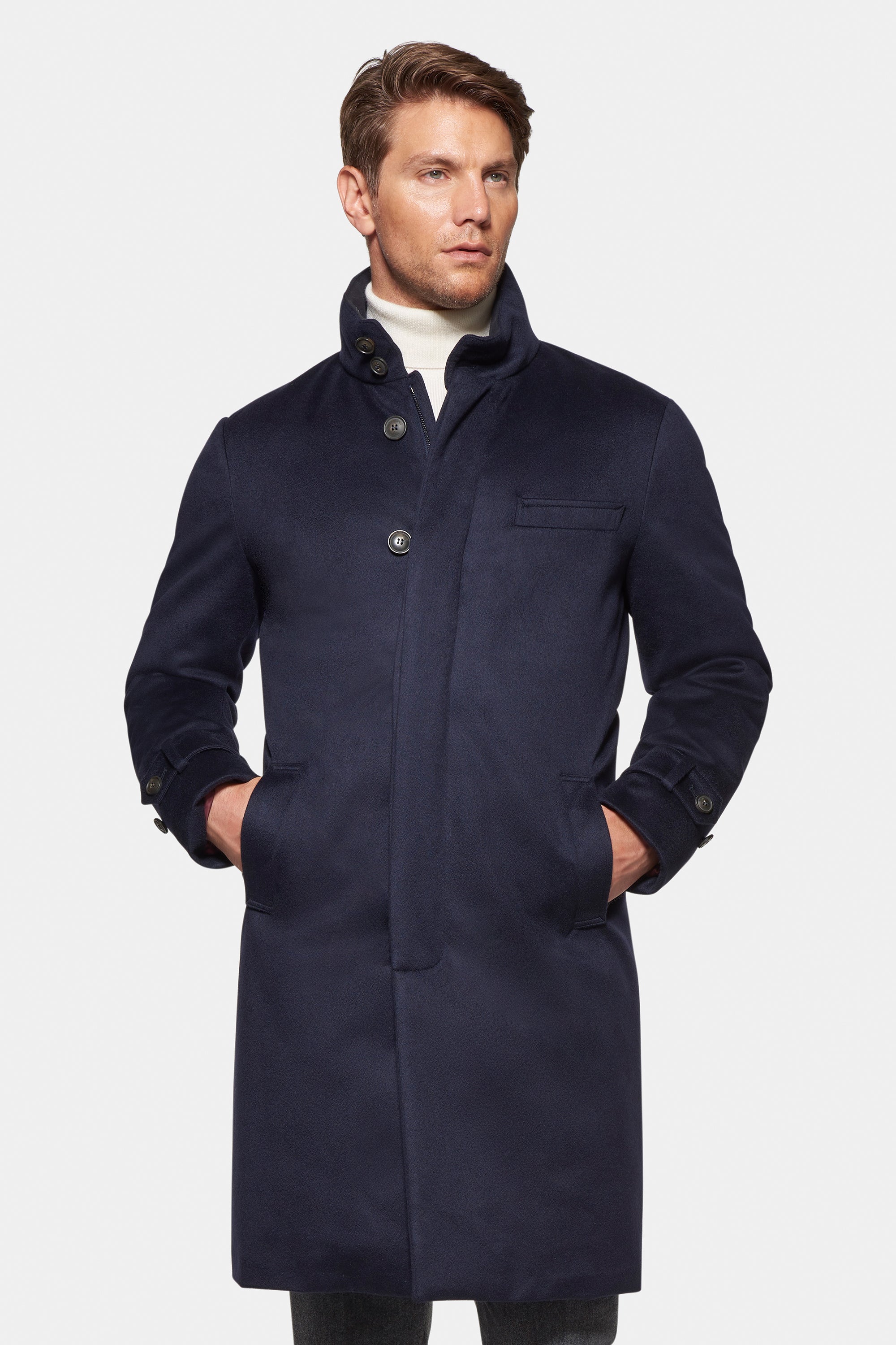 Norwegian Wool Pure Cashmere Topcoat Navy - XXL (US 46-48 / It 56-58)