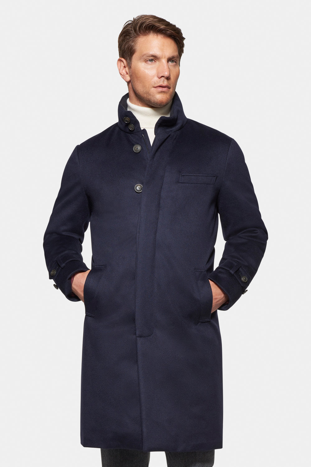 Pure Cashmere Topcoat Navy