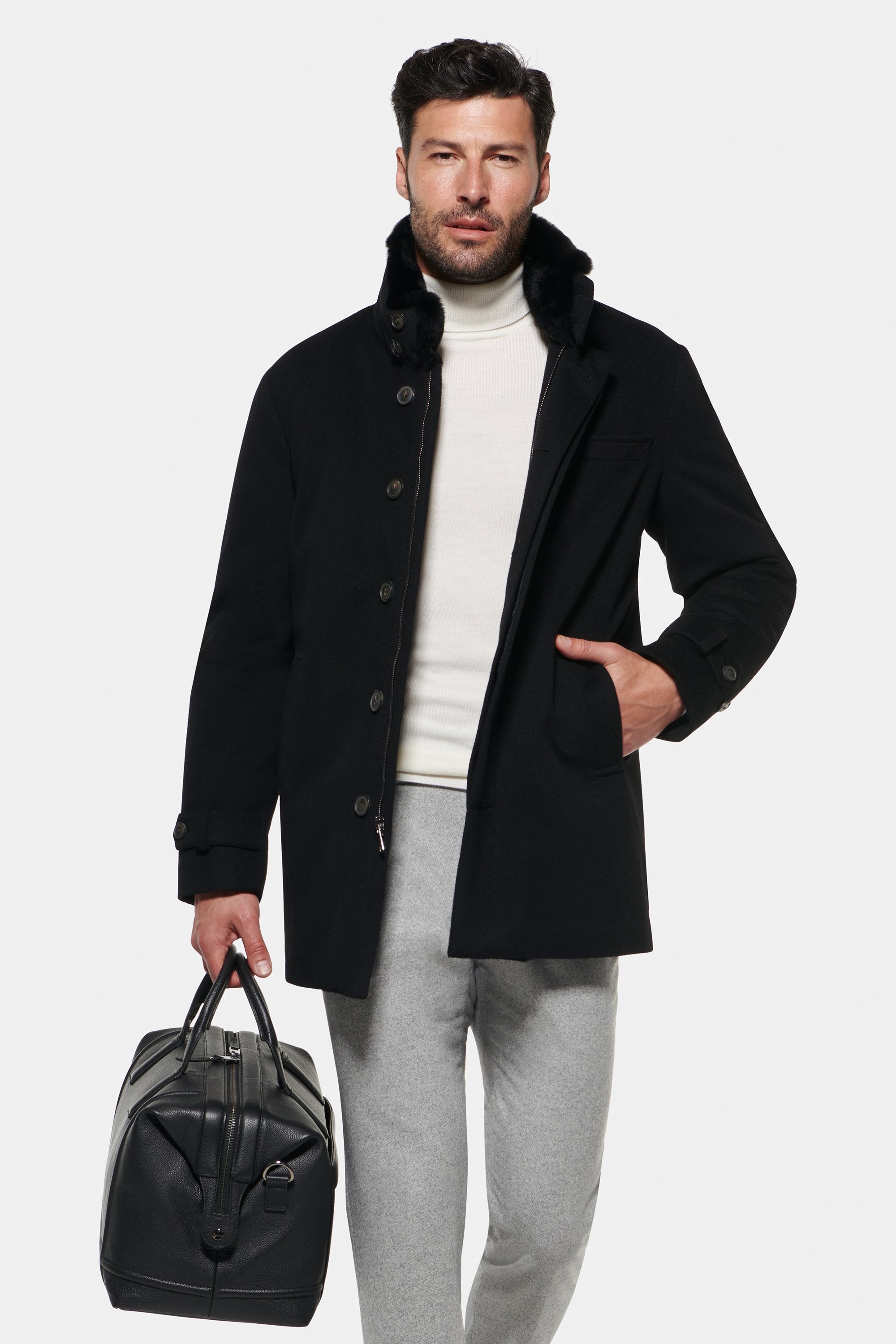 Norwegian Wool Coat Cashmere Topcoat Wool Coat Fur Pure Cashmere