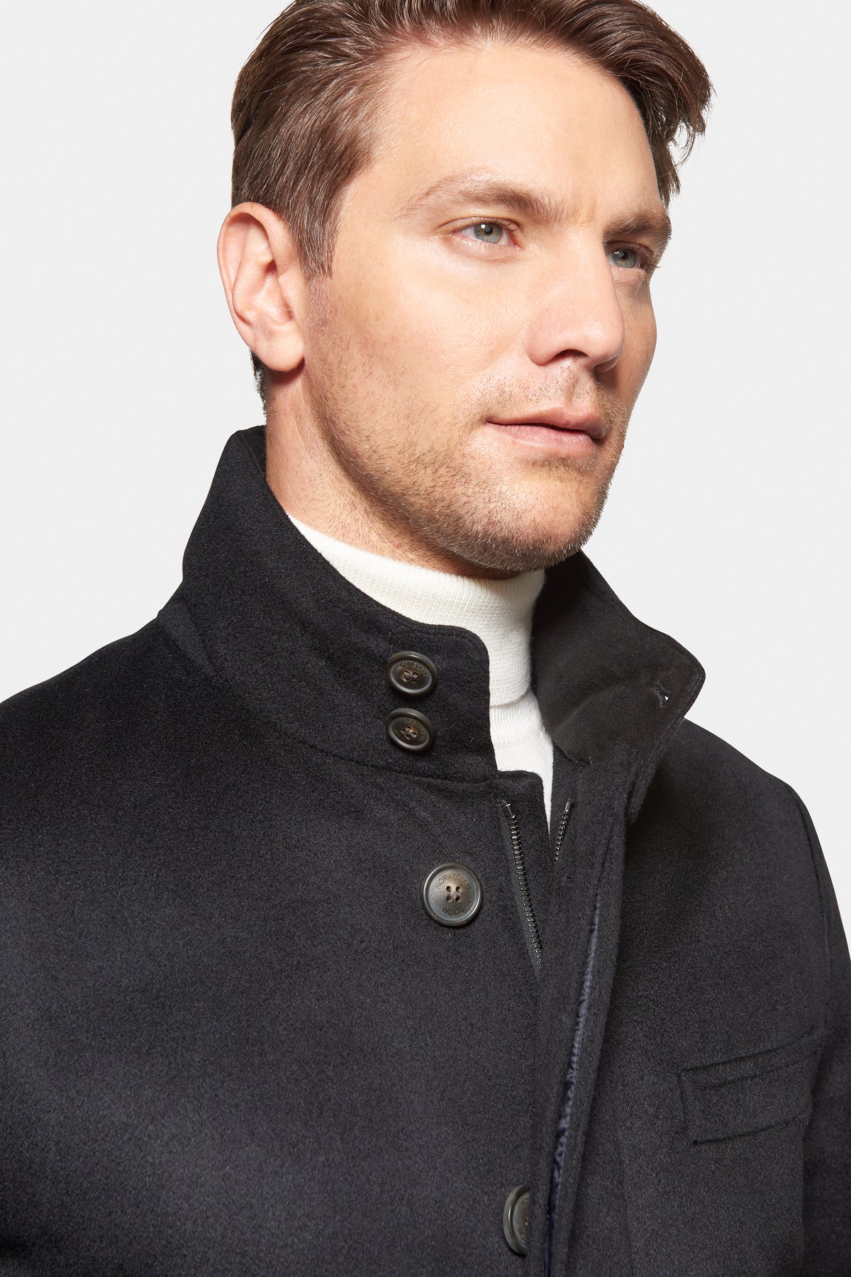 Classic Wool Car Coat Black Down Lined Black Wool Coat Norwegian Wool