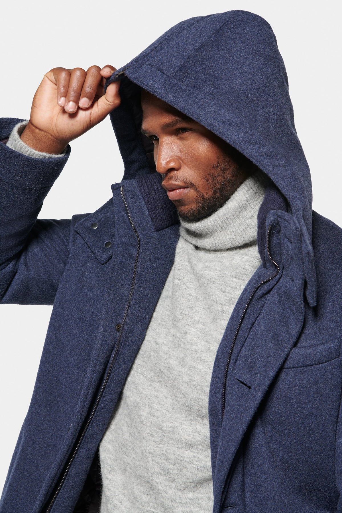 Pure Cashmere Hooded Parka Imperial Blue