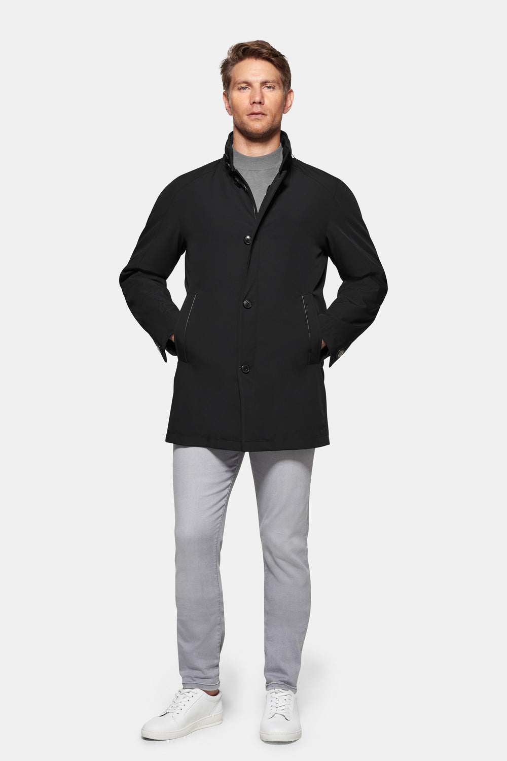 Down Lined Traveler Coat, Black