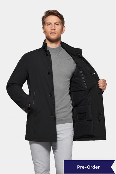 Down Lined Traveler Coat Black | Made in Italy – Norwegian Wool