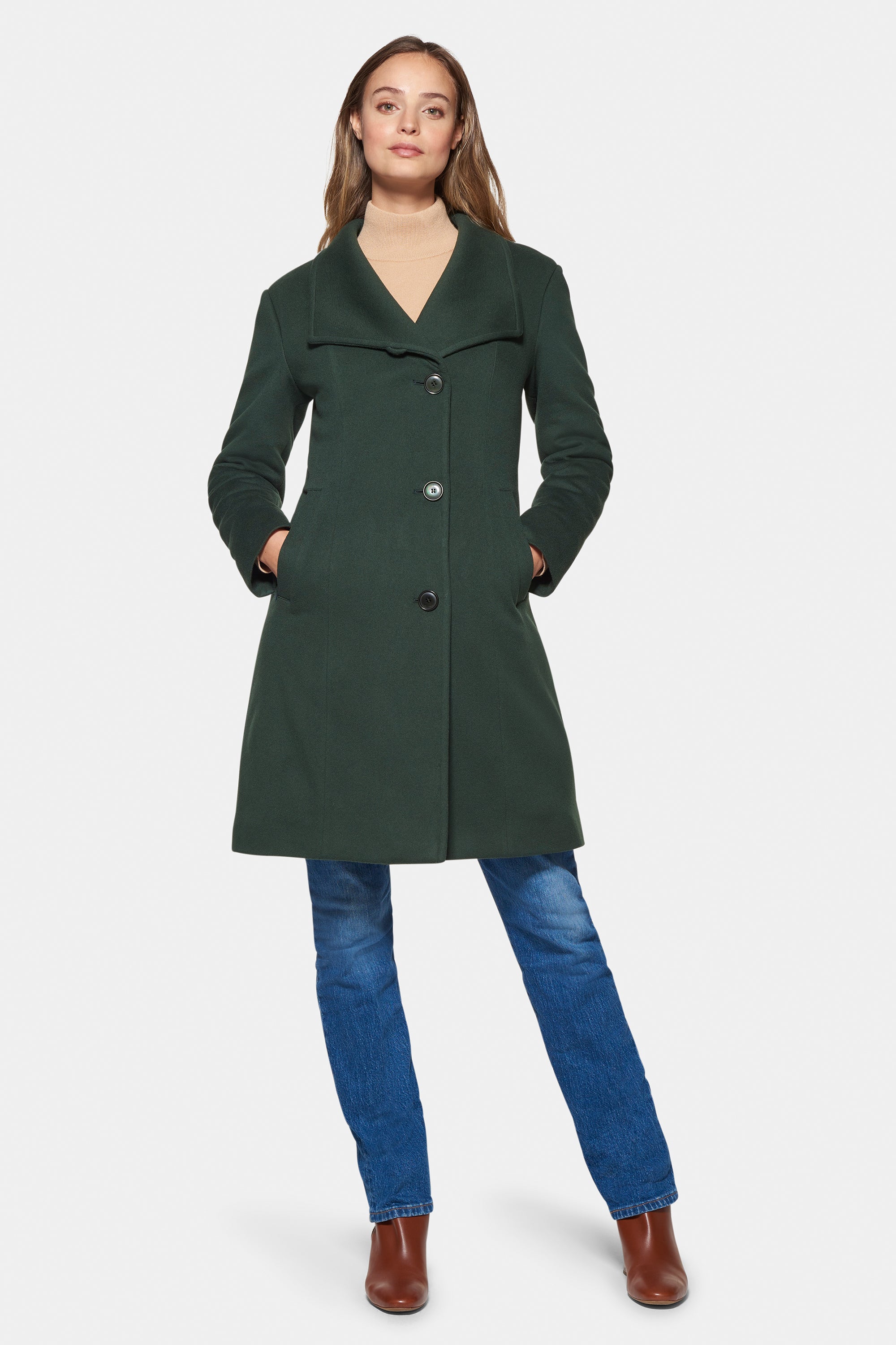 Virgin Wool City Coat, Hunter Green XS (US 0-2 / IT 38-40)